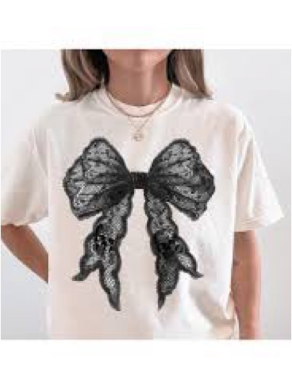 NWT Black Lace Bow Graphic women’s size S/M